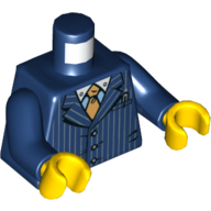 Torso Suit Jacket with Pinstripes and Yellow Tie Print, Dark Blue Arms, Yellow Hands