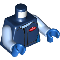 Torso Racing Jacket, Bright Light Blue Collar, Red 'Bugatti' Logo Print, Bright Light Blue Arms, Blue Hands