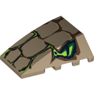 Wedge 4 x 4 No Top Studs with Scales and 2 Lime Eyes Print