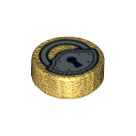 Tile Round 1 x 1 with Padlock Print