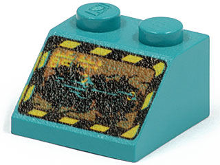 Slope 45° 2 x 2 with Black and Yellow Border and Screen Print (Rock Raiders)