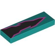 Tile 1 x 3 with Black Flame/Lightning Bolt, Dark Pink Border print