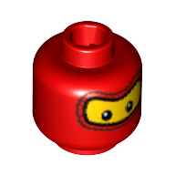 Minifig Head Spider-Man / F1 Pit Crew, Balaclava with Brown Eyebrows, White Spot in Eyes Print [Blocked Open Stud]