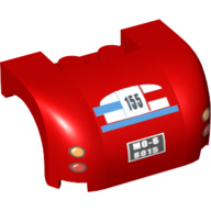 Vehicle Mudguard 3 x 4 x 1 2/3 Curved with Back with Taillights, '155' and 'MO-6 8015' License Plate Print