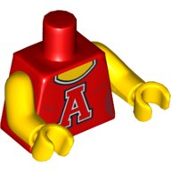 Torso Top with Scoop Neck and Red 'A'  Print, Yellow Arms and Hands