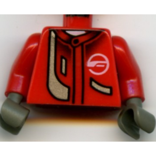 Torso Jacket and White Neck with Silver Stripe Print, Red Arms, Dark Gray Hands