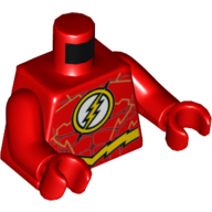 Torso Muscles, Yellow Lightning, Flash Logo, Yellow Belt Print, Red Arms and Hands