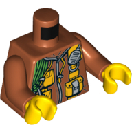 Torso Hoodie with Draw Strings, Straps with Pouches, Coil of Green Rope Print, Dark Orange Arms, Yellow Hands