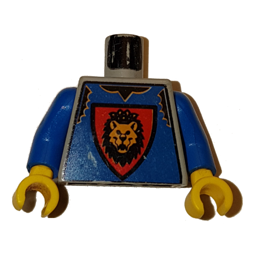 Torso Vest, Shield and Lion Head Print, Blue Arms, Yellow Hands