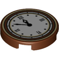 Tile Round 2 x 2 with Bottom Stud Holder with Roman Numerals Clock Print