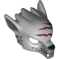 Minifig Mask Wolf with Fangs, Stubble and Three Dark Red Gashes Print
