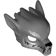 Minifig Mask Wolf with Fangs, Light Bluish Gray Fur and Ears Print