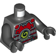Torso Armour, Red with Lime Swirl Medallion Print, Black Arms and Hands
