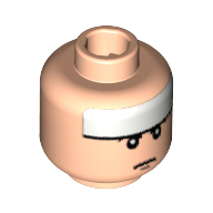 Minifig Head Batman, White Stripe, Pursed Lips Print [Blocked Open Stud]