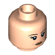 Minifig Head, Brown Eyebrows, Peach Lips, Beauty Mark, Neutral / Angry Print