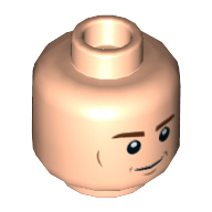 Minifig Head, Brown Eyebrows, Cheek Lines, Chin Dimple, Smile / Angry Print
