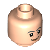 Minifig Head Pomona Sprout, Dark Bluish Grey Eyebrows, Peach Lips, Grin / Scared Print