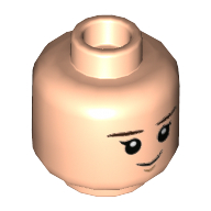 Minifig Head Hermione Granger, Reddish Brown Eyebrows, Slight Smile / Scared Print