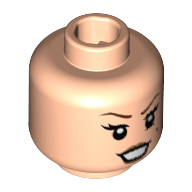 Minifig Head March Harriet, Brown Eyebrows, Medium Nougat Lips, Beauty Mark on Left Side Print [Hollow Stud]