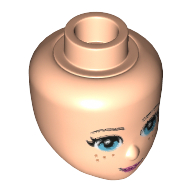 Minidoll Head with Medium Azure Eyes, Freckles, Dark Pink Lips and Closed Mouth Print