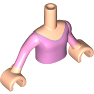 Minidoll Torso Girl with Bright Pink Princess Dress Print, Bright Pink Sleeves and Light Nougat Hands