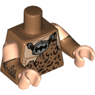 Torso, Dual Molded Arms, Muscles with Animal Spots, Stone Batman Logo Pendant Print, Light Nougat Sleeves Pattern, Medium Nougat Arms with Fur Cuffs Print, Light Nougat Hands